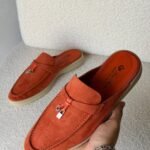 Loro Piana Summer Charms Walk Loafers "Vibrant Orange"