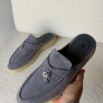Loro Piana Summer Charms Walk Loafers "Grey Suede"