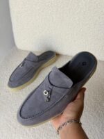 Loro Piana Summer Charms Walk Loafers "Grey Suede"