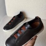ZEGNA Triple Stitch SecondSkin sneakers "Black & Brown elastic detailing"