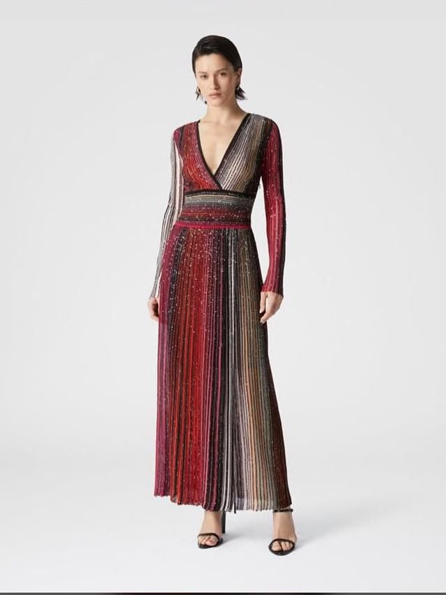 WhatsApp Image 2026-07-17 at 23.32.49 (1) Missoni Amabile Dress features a vibrant, multi-colored striped with a flattering V-neckline - Image 1