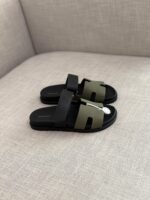 Hermès Chypre sandals in two tone olive-green & black palissandre calfskin design "FOR MEN" - Image 2