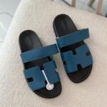 Hermès Chypre sandals Blue Shade palissandre calfskin design "FOR MEN"