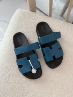Hermès Chypre sandals Blue Shade palissandre calfskin design "FOR MEN"