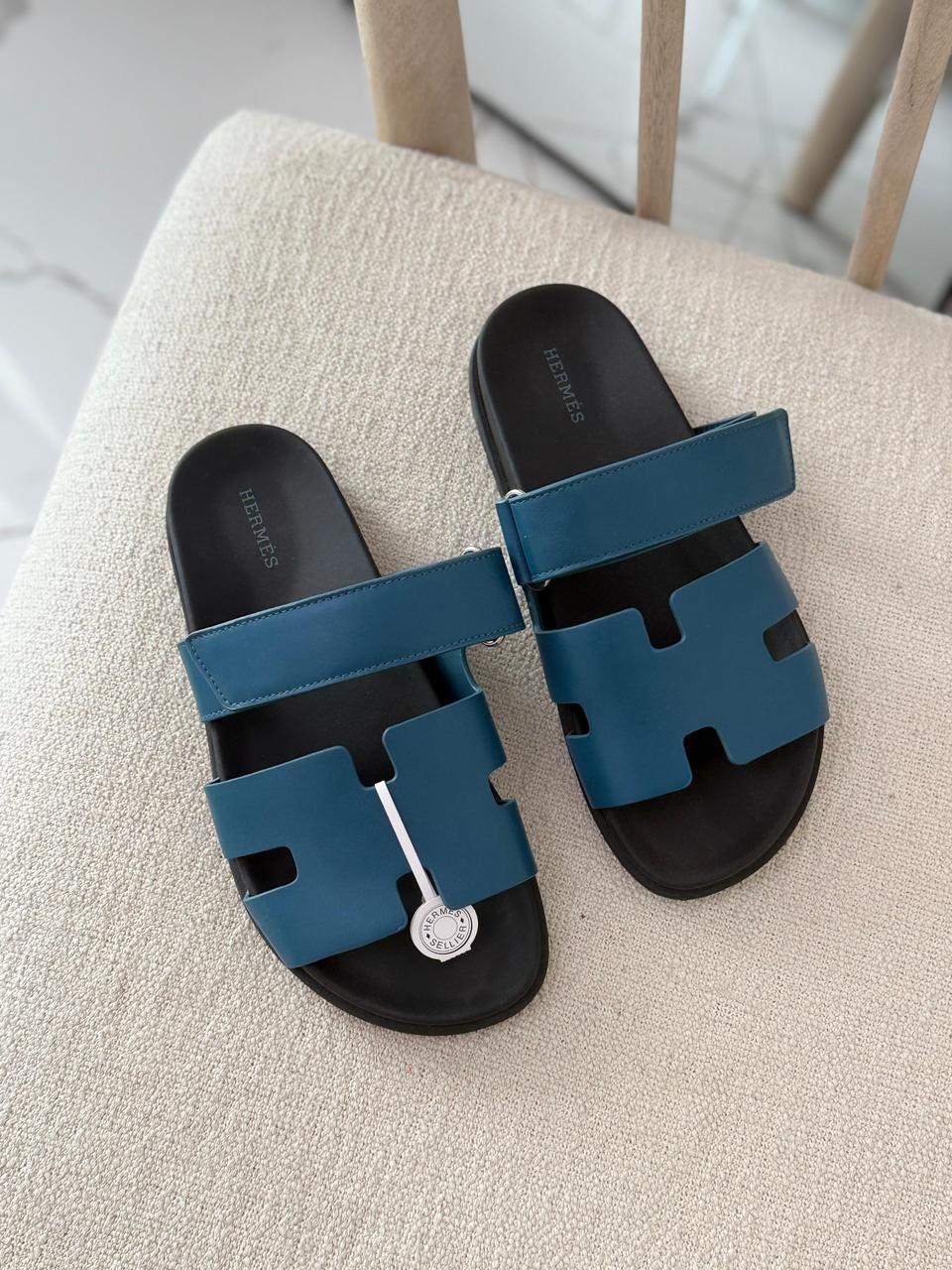 WhatsApp Image 2026-07-18 at 00.56.34 Hermès Chypre sandals Blue Shade palissandre calfskin design "FOR MEN" - Image 1