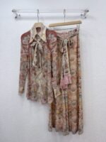 Zimmermann Rebellion pussy-bow blouse and matching flare pant "intricate floral paisley print"