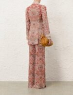 Zimmermann Rebellion pussy-bow blouse and matching flare pant "intricate floral paisley print" - Image 7