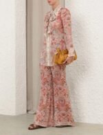Zimmermann Rebellion pussy-bow blouse and matching flare pant "intricate floral paisley print" - Image 6