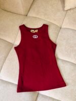 GUCCI tank top a vibrant check- patterned interior tag & a prominent embroidered emblem on the chest - Image 4