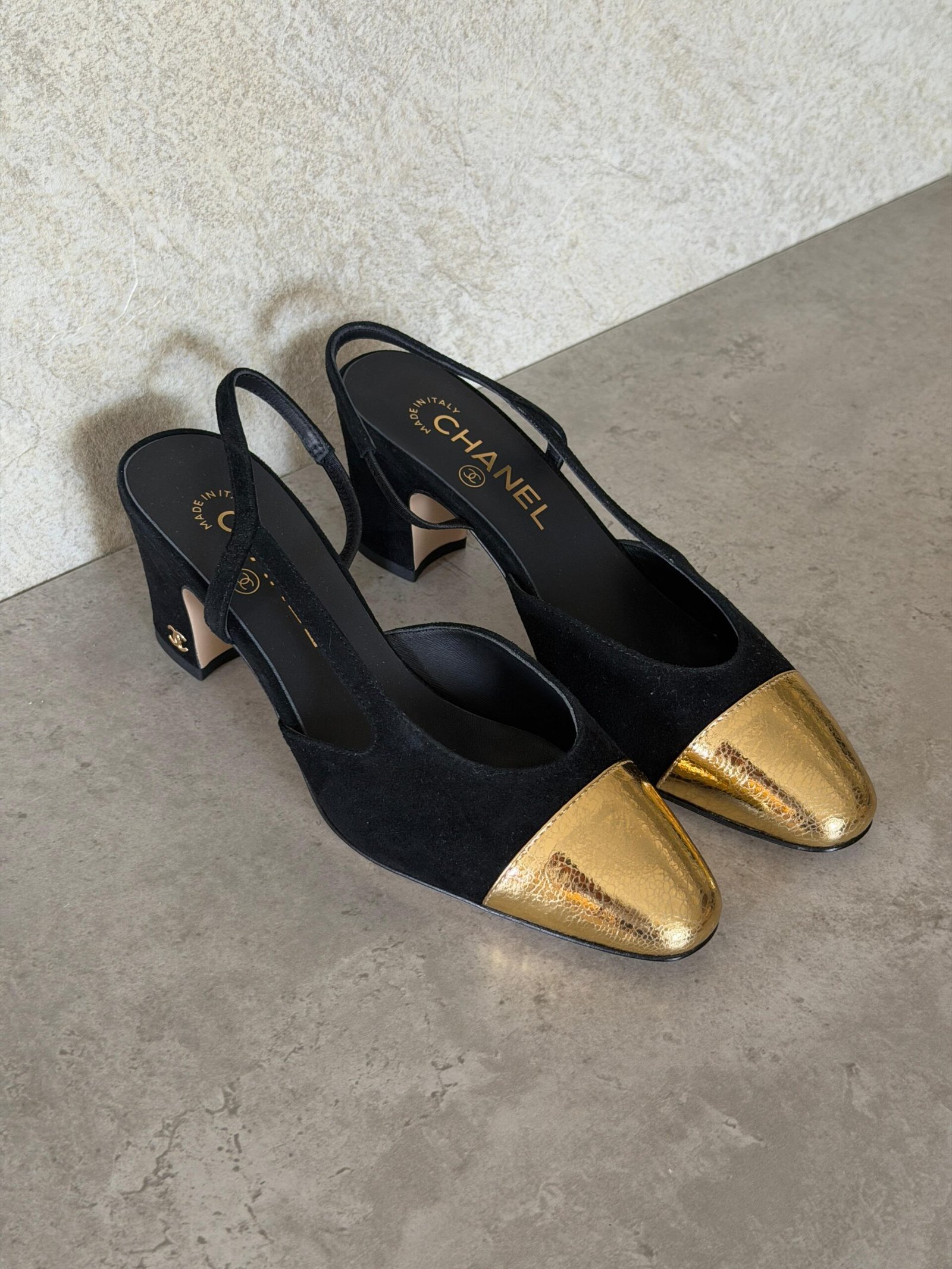WhatsApp Image 2026-07-18 at 12.17.37 AM (2) Chanel Black CC Metal Cap Toe Slingback - Image 1