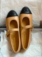 Chanel Two-Tone Lambskin Mary Jane ballet flats "Beige/Black"
