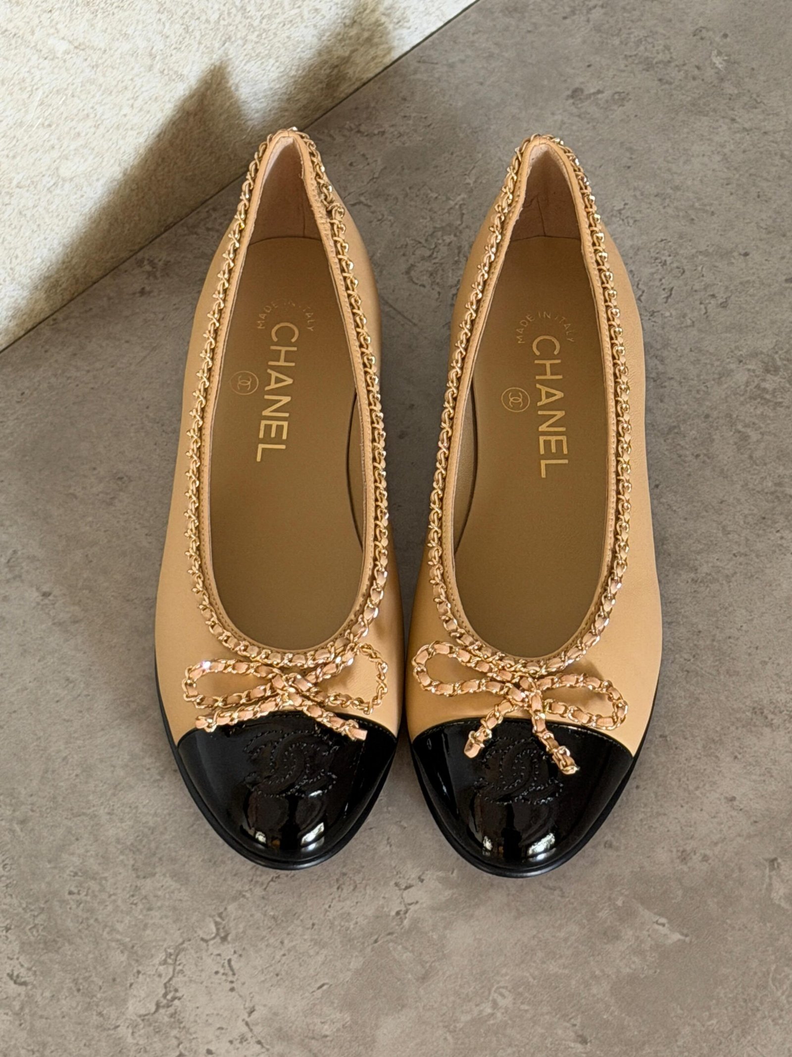 WhatsApp Image 2026-07-19 at 01.03.28 Chanel Mary Jane ballet flats "Beige & Black" - Image 1