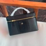 Chanel lizard-embossed top handle Vanity Pouch
