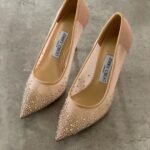 Jimmy Choo LOVE PUMPS "Ballet Pink degradé crystals mesh upper with a pointed toe"
