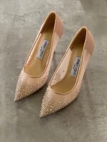 Jimmy Choo LOVE PUMPS "Ballet Pink degradé crystals mesh upper with a pointed toe"