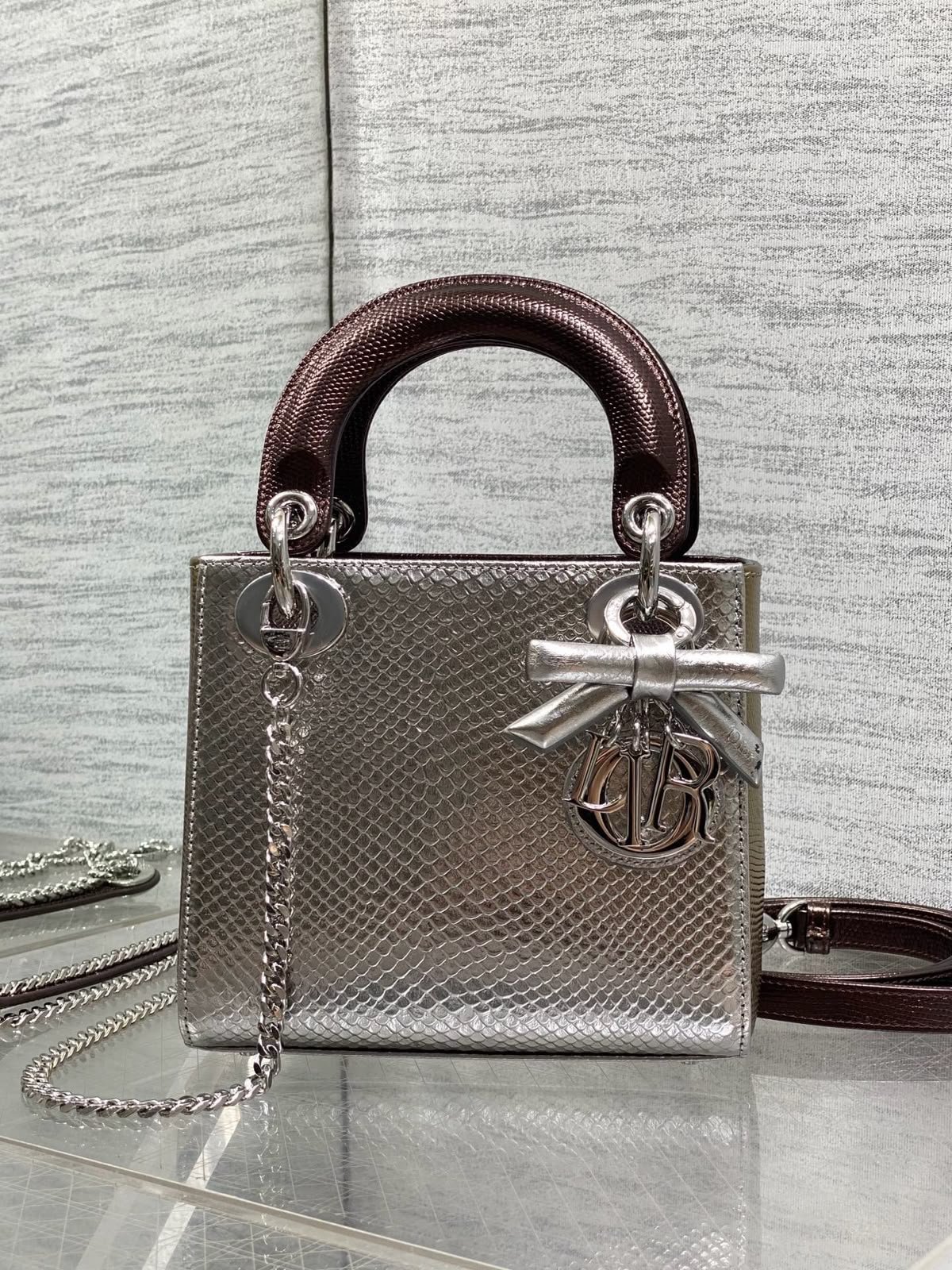 WhatsApp Image 2026-07-21 at 04.04.27 Christian Dior Metallic silver python skin Mini lady dior bag "17cm" - Image 1