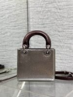 Christian Dior Metallic silver python skin Mini lady dior bag "17cm" - Image 2