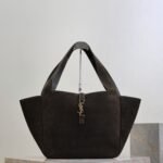 Saint Laurent Le 5 À 7 Bea Suede Tote Bag "Dark Green & Brown Shade"