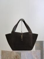 Saint Laurent Le 5 À 7 Bea Suede Tote Bag "Dark Green & Brown Shade"