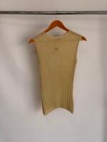 CHANEL Ribbed Knit Top with Golden Chanel Logo - Image 2