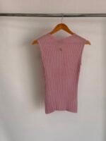 CHANEL Ribbed Knit Top with Golden Chanel Logo