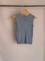 CHANEL Ribbed Knit Top with Golden Chanel Logo - Image 3