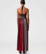 MISSONI Striped Plissé Lamé Maxi Dress Colorful halter neck design with intricate metallic threads - Image 2