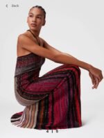 MISSONI Striped Plissé Lamé Maxi Dress Colorful halter neck design with intricate metallic threads - Image 3