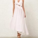 Zimmermann Ivory Cotton Luna Appliqué Midi Dress