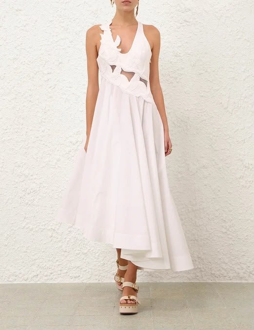 WhatsApp Image 2026-07-23 at 03.42.39 (1) Zimmermann Ivory Cotton Luna Appliqué Midi Dress - Image 1