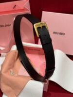 Miu Miu Belt with a gold-tone logo buckle - Image 4