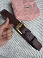 Miu Miu Belt with a gold-tone logo buckle - Image 5