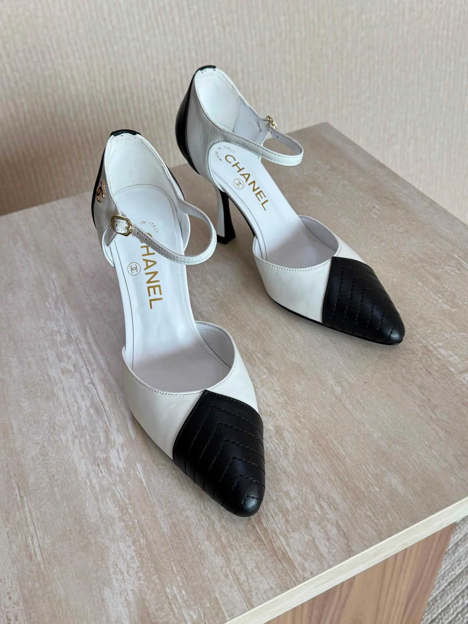 WhatsApp Image 2026-07-24 at 15.30.07 Chanel lambskin Mary Janes 2026 collection White with Black Cap toe - Image 1
