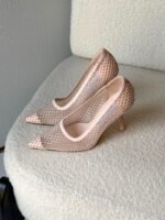 Jimmy Choo Lxia 95 pumps in a blush pink mesh with crystal embellishments & a sculpted heel - Image 3