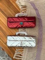 Chanel Large Metalic Mirror Calfskin Flap Bag distinct top handle & quilted texture - Image 2