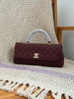 Chanel Coco Handle Eat West Flap Bag in Burgundy quilted leather with iconic gold CC lock - Image 3