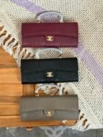 Chanel Lizard Embossed Calfskin Top Handle Long Clutch with iconic gold tone CC lock - Image 2