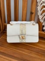 Chanel Classic Flap White & Gold Python Snakeskin bag - Image 4