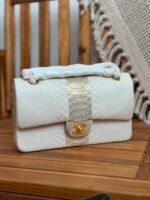 Chanel Classic Flap White & Gold Python Snakeskin bag - Image 6