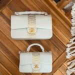 Chanel Classic Flap White & Gold Python Snakeskin bag