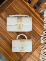 Chanel Classic Flap White & Gold Python Snakeskin bag