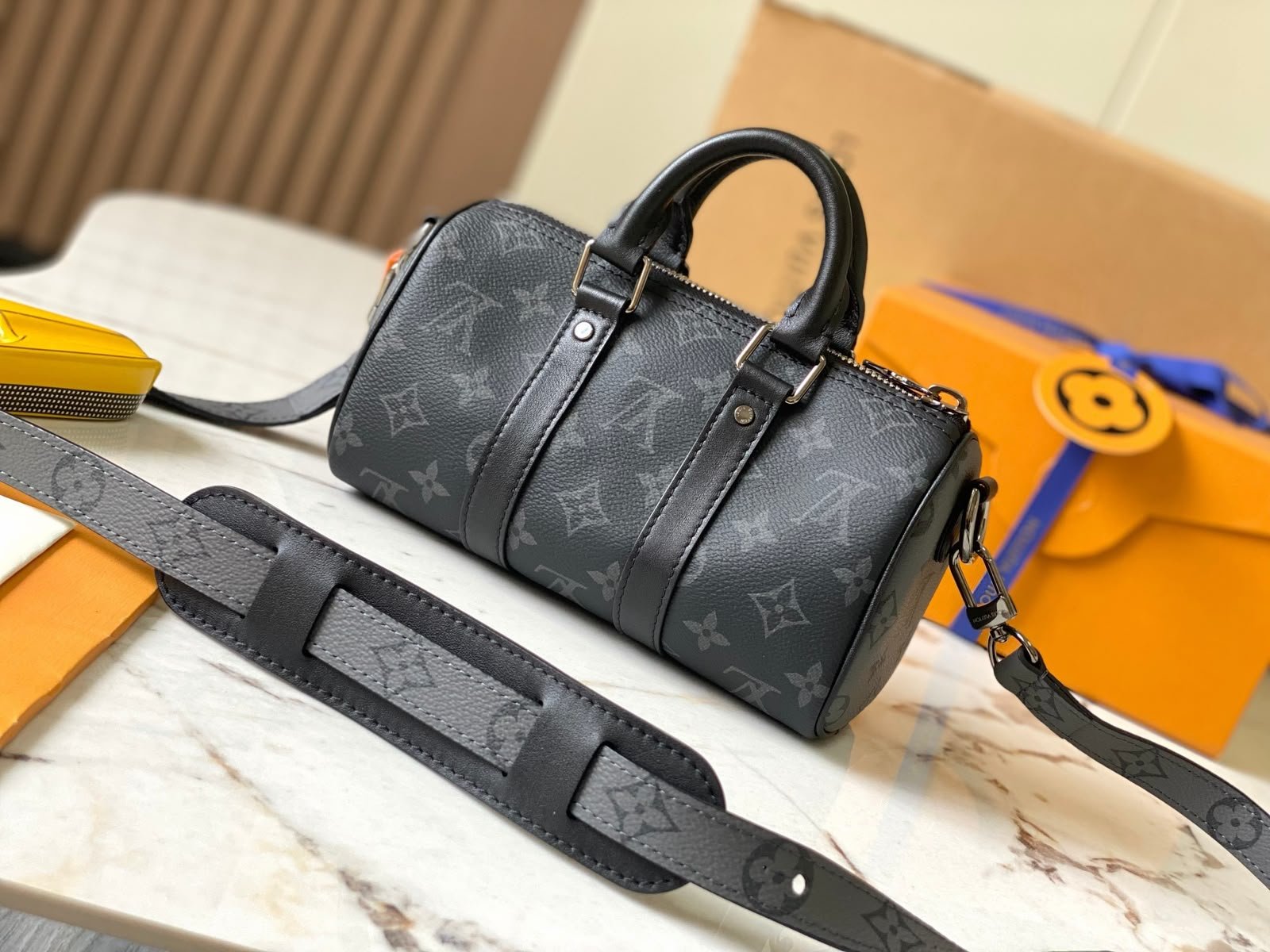 WhatsApp Image 2026-07-27 at 03.03.21 Louis Vuitton Keepall Bandouliére 25cm Monogram Eclipse coated canvas with black leather trim - Image 1