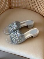 René Caovilla Cinderella Slip-on sandals with floral & butterfly crystal appliqué - Image 3