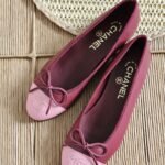 Chanel Ballet Flats in Lmabskin with a burgundy and pink two-tone design