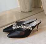 Balenciaga X Manolo Blahnik Satin Mules in Black - Image 2