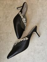 Balenciaga X Manolo Blahnik Satin Mules in Black - Image 3