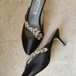 Balenciaga X Manolo Blahnik Satin Mules in Black