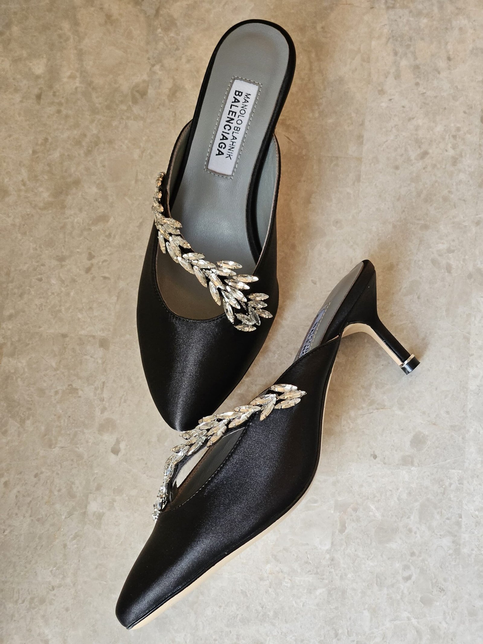 WhatsApp Image 2026-07-27 at 03.10.52 (3) Balenciaga X Manolo Blahnik Satin Mules in Black - Image 1
