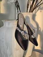 Balenciaga X Manolo Blahnik Satin Mules in Black - Image 4