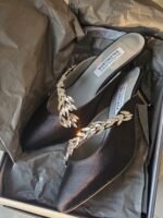 Balenciaga X Manolo Blahnik Satin Mules in Black - Image 5
